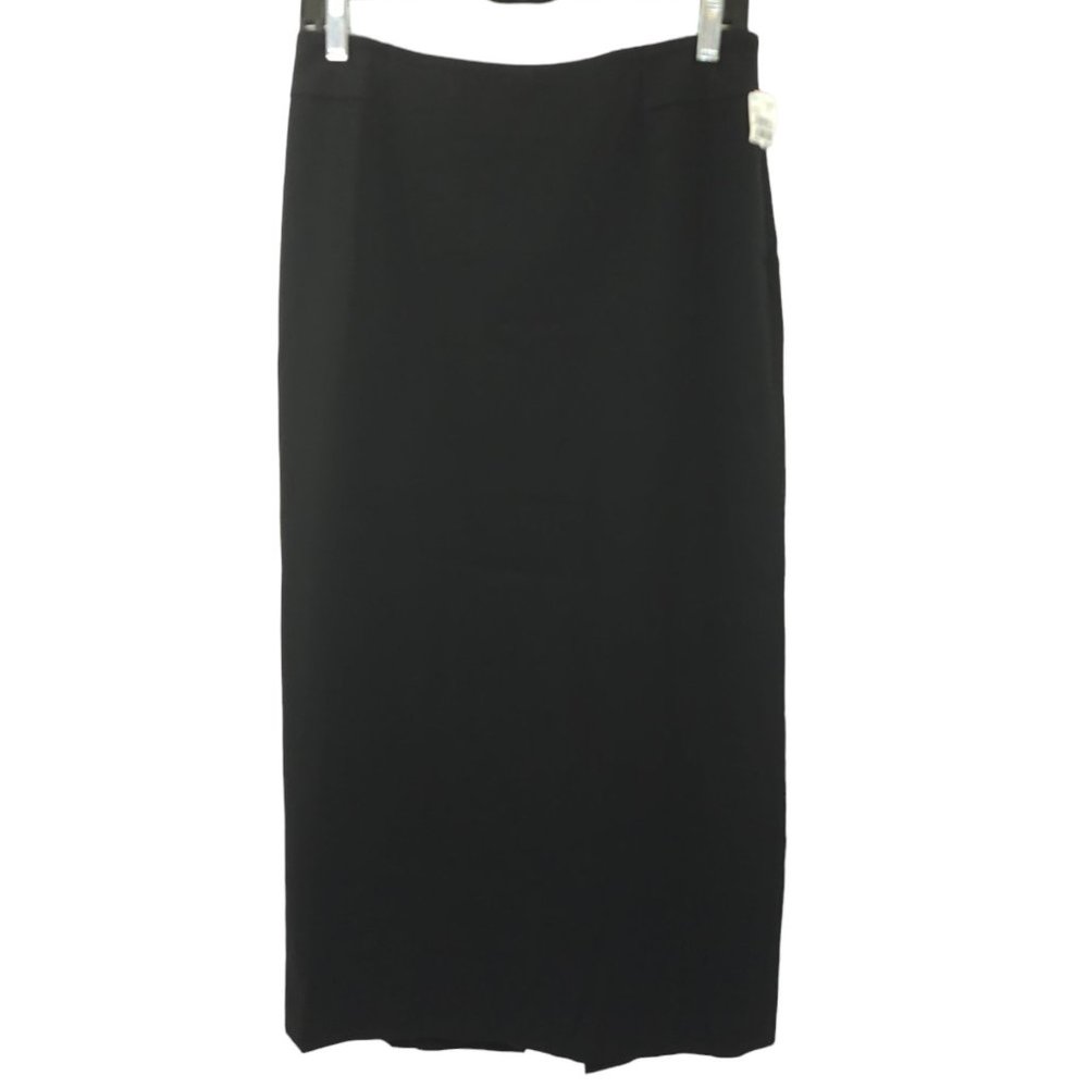 Rafaella Petites Long Skirt Womens Size 8P Back Zip Slit Career Wear Black NEW